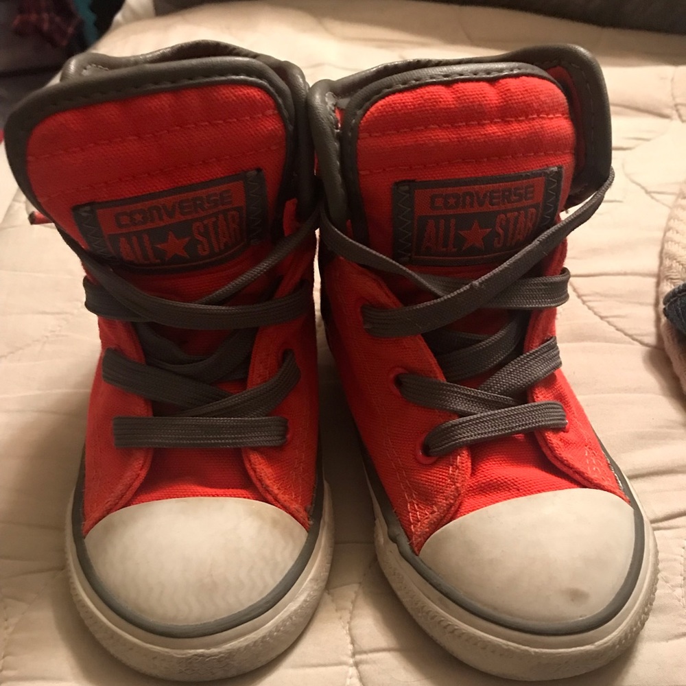 Boys Orange and grey converse size 8